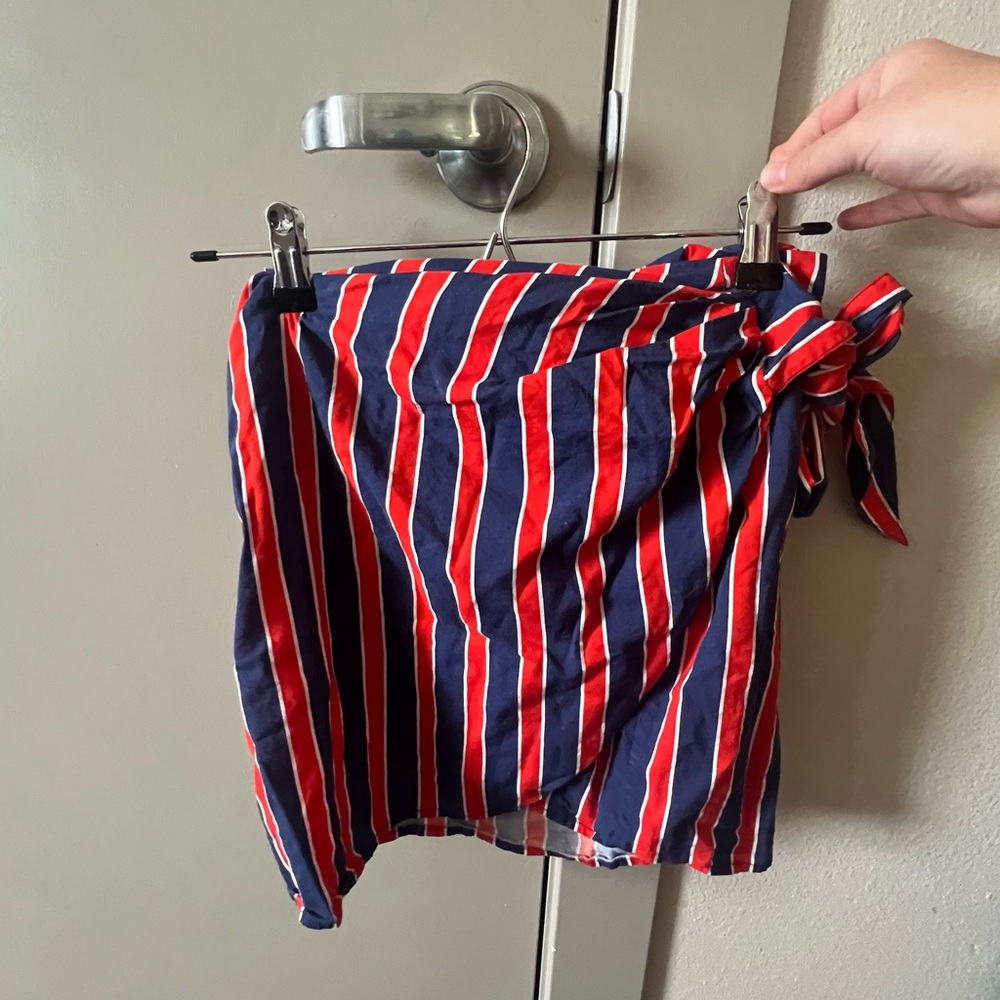 WeWoreWhat Navy and Red Striped Skirt